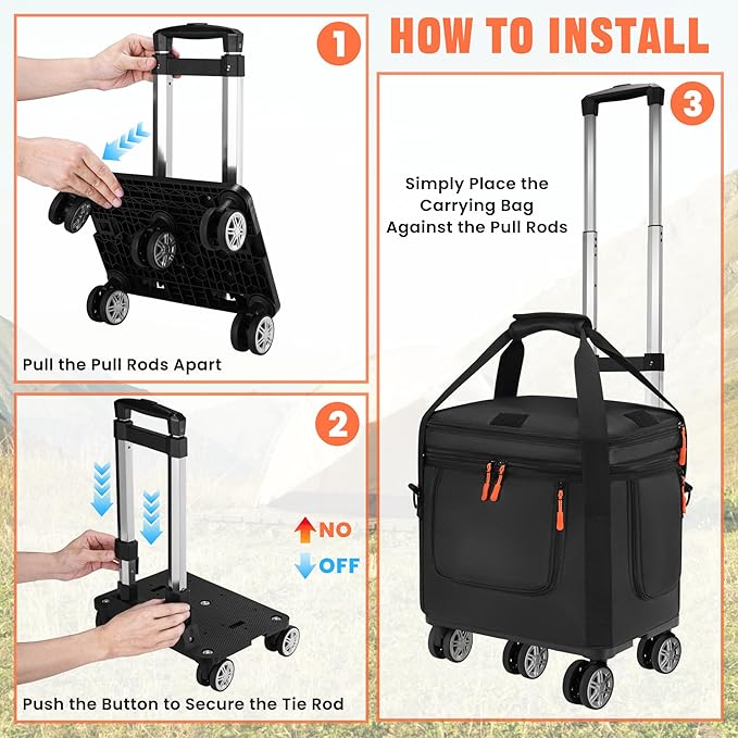 Carrying Bag with Wheels Compatible with Jackery Explorer 1000 V2, Soft Portable Power Station Storage Case, Powerstation Roller Bag with Wheels and Side Zipper, Multi-Pocket, Shoulder Strap