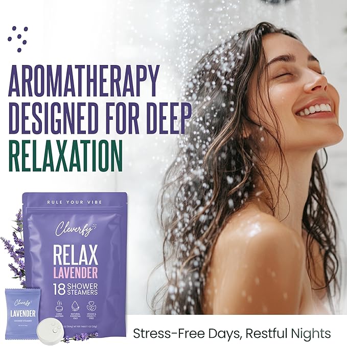Cleverfy Lavender Shower Steamers Aromatherapy - Mothers Day Gifts for Mom, Wife from Husband, Grandma, Daughter and Sister - Birthday Gifts for Women, Mom, Teens, Girlfriend and Her - 18 Tablets
