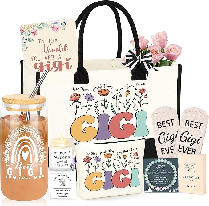 DOGMEM Mothers Day Gifts for Gigi, Birthday Gift Set from Granddaughter Grandchildren Grandkids Birthday Gift for Gigi, Gigi Gifts for Grandma