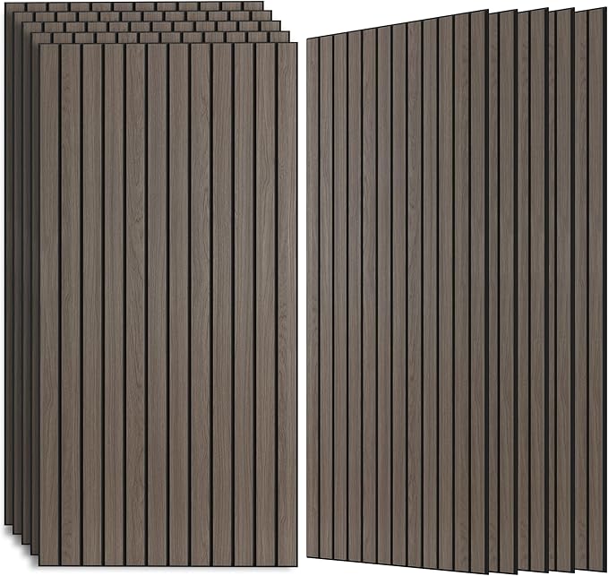 Wood Veneer Sound Panels, 10 Pack 47.2”x23.6” Wall Panels, Decorative Acoustic Panels for Walls, for Office,Home Theater,Studio,Living Room, Walnut(Mitred)