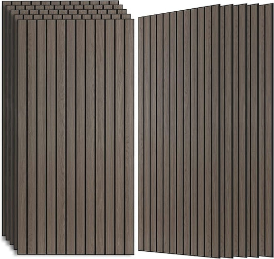 Wood Veneer Sound Panels, 10 Pack 47.2”x23.6” Wall Panels, Decorative Acoustic Panels for Walls, for Office,Home Theater,Studio,Living Room, Walnut(Mitred)