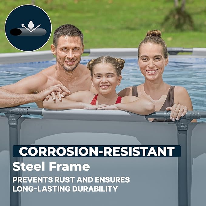 Bestway Steel Pro MAX 14' x 42" Above Ground Pool, Round Metal Frame Outdoor Swimming Pool Set with Filter Pump, Ladder, and Cover, Gray