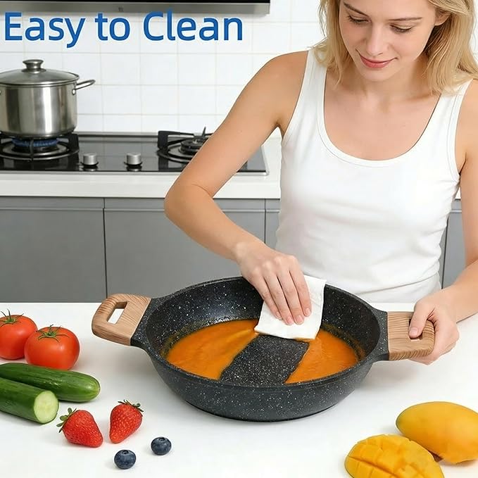 Simple Deluxe 25Pcs Ceramic Cookware Set, Nonstick & Non-Toxic Healthy Pots and Pans, Heat-Resistant Handles, Induction Cookware Sets with Frying Pans, Black