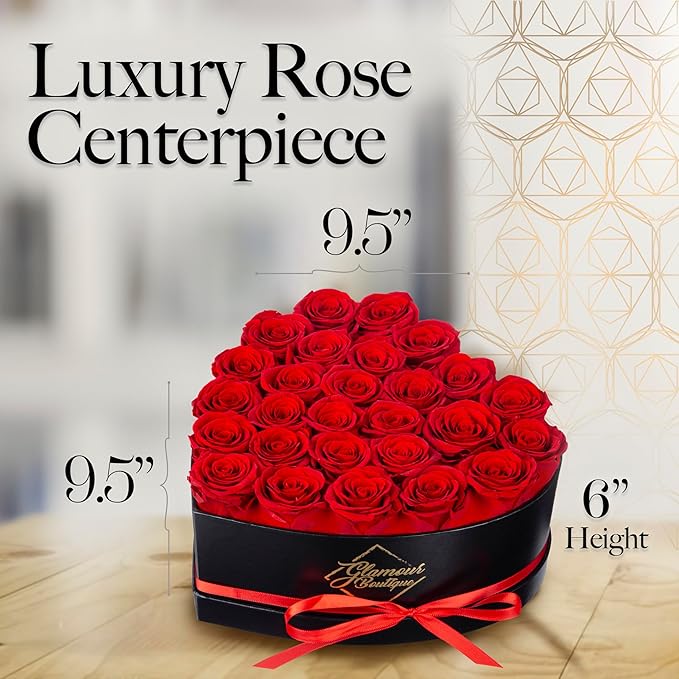GLAMOUR BOUTIQUE 27 Flower Forever Heart Shape Box, for Mom, Eternal Preserved Roses Gift for Her, Long Lasting Flowers Bouquet, for Birthday, Anniversary and Girlfriend - Red