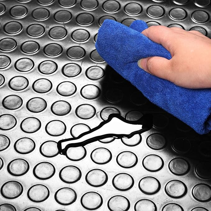 Heavy Duty Coin-Grip Rubber Flooring Roll 4x6 FT, Multi-Purpose Waterproof Anti-Slip Floor Mat, Easy to Clean Under Equipment, Mats for Garage, Gym, Stable, Basement, Kennel