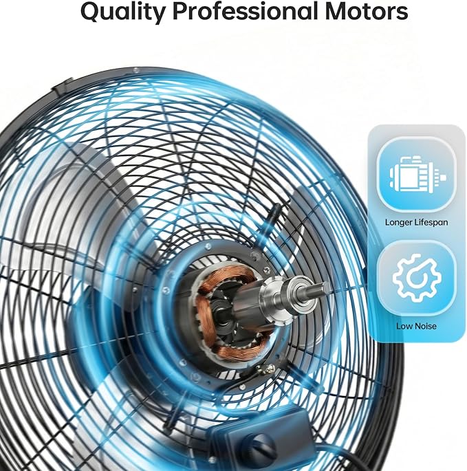 18 Inch High Velocity Pedestal Fan, Heavy Duty Industrial Standing Fan with 3-Speed & Adjustable Height (47.1"-55.1"), Metal Fan for Bedroom, Patio, Workshop & Indoor Air Circulation