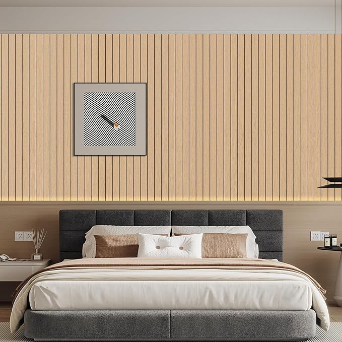 Arthome Peel and Stick Slat Wall Panels 15.7 "x120,Self-Adhesive PVC Wood Grain Wallpaper Panel,3D Thick Faux Soundproof Backsplash Accent Wall Tile for Walls & Furniture (Oak Coverage 13 Sq.ft)