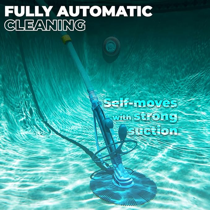 XtremepowerUS Automatic Pool Cleaner Sweeper Vacuum Pool Cleaner Sweep High Flow Side Suction Wall Climb for In-Ground Swimming Pool with Hose Suction Set (Blue)