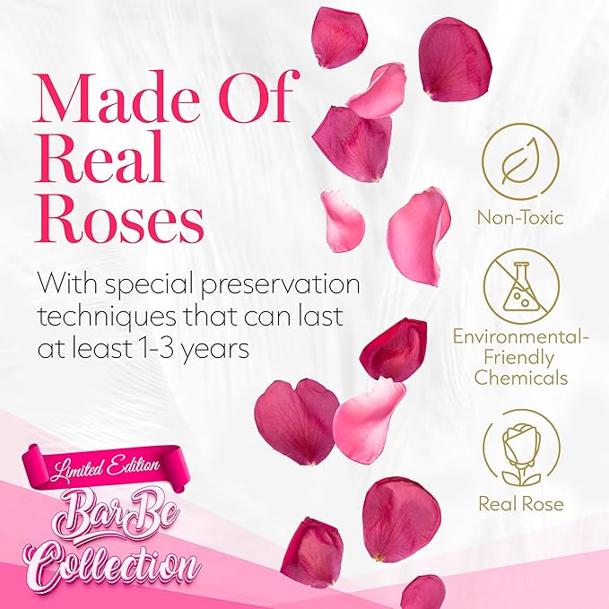 GLAMOUR BOUTIQUE 27 Flower Forever Heart Shape Box, Eternal Preserved Roses Gift for Her, Lasting Flowers, Premium Floral Heart Box for Birthday Anniversary Valentine’s Day Velvet Pink (Color-Treated)
