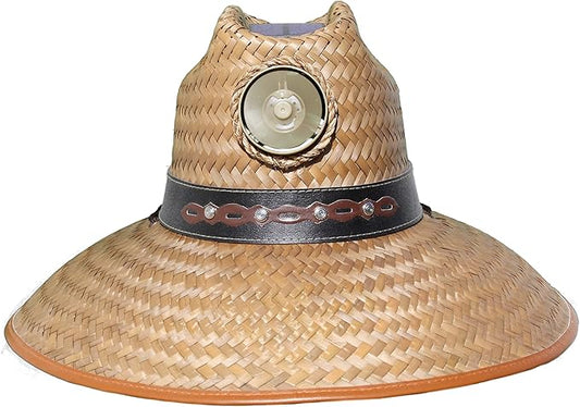 KOOL BREEZE SOLAR HAT - Mens Thurman with Band Straw Hat - Solar Powered Hat Fan UV Protection - Extra Large