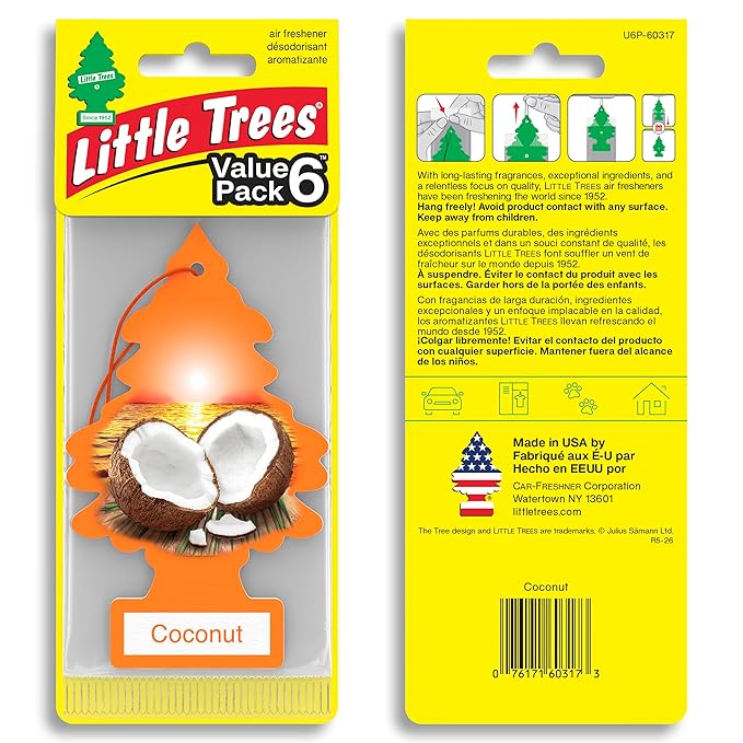 LITTLE TREES Car Air Freshener | Hanging Tree Provides Long Lasting Scent for Auto and Home | 24 Air Fresheners |Coconut