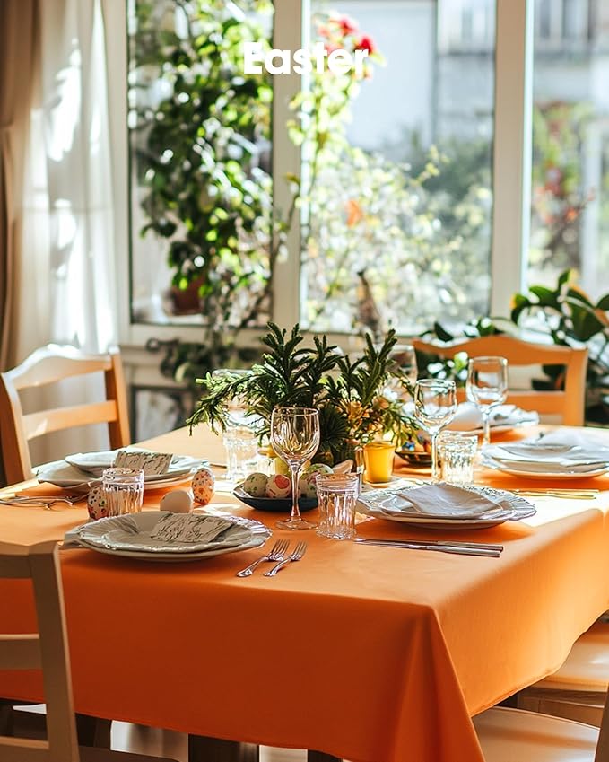 Pureegg Plastic Table Cloth Disposable 20 Pack, 54 x 108 Inch Table Cloths, Halloween Party, Thanksgiving Decorations, Harvest, Fall Tablecloths, Rectangle Tables, Leakproof & Sturdy, Orange