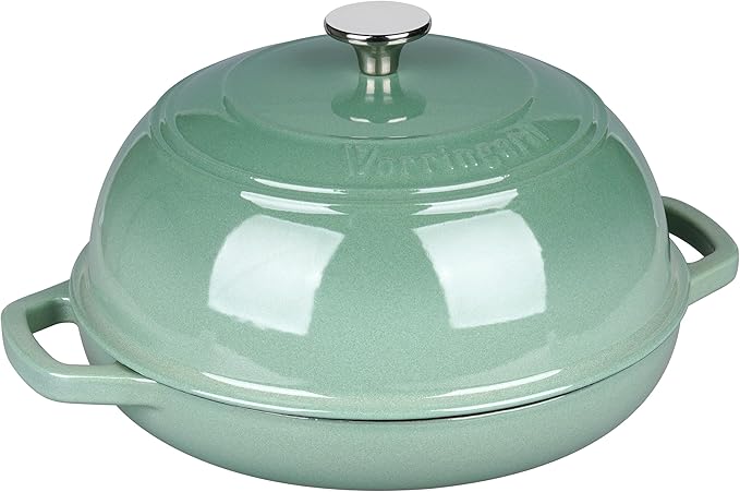 VORRINGARD Enameled Cast Iron Dutch Oven Pot with Lid, Bread Oven for Sourdough Bread Baking, Dutch Ovens with Bread Proofing Basket& Baking Supplies Set, 6 Quart, Sage Green
