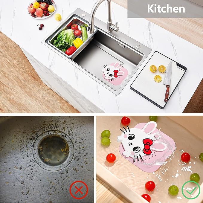 2-in-1 Silicone Shower Drain Hair Catcher & Bathtub Drain Cover, Hair Stopper for Bathroom, Tub, Sink, Kitchen, Laundry - Prevents Clogs and Unpleasant Smells (2, Pink)