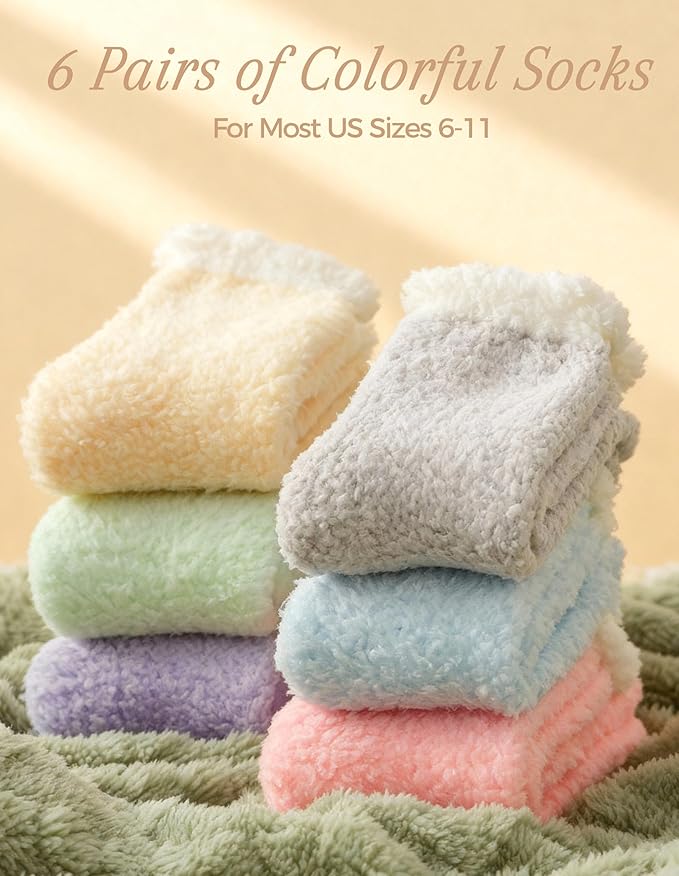 TEHOOK Warm & Cozy Gifts for Women, Fluffy Fuzzy Plush Sleeping Slipper Socks - Soft Warm Fabric