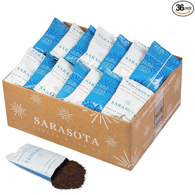 Premium 100% Colombian Ground Packets – Medium Roast Bulk 2.5oz Single-Pot Bags for 12-Cup Drip Makers, Fresh-Sealed Pre-Measured Packs (36 Count)