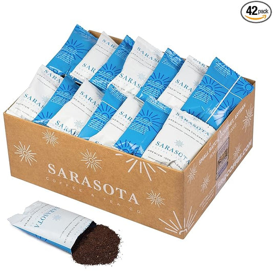 Colombian Coffee Packets – Medium Roast Ground, 1.5oz Bulk Pre-Measured Packs for 12-Cup Drip Brewers, Commercial Single-Pot Fractional Bags | Sarasota Coffee