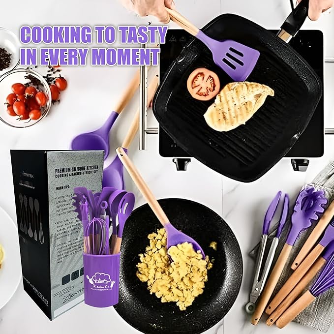 Silicone Kitchen Cooking Utensils Set, 12Pcs, Creative Baking Silicone Shovel Piece Non-Stick Frying Cooking