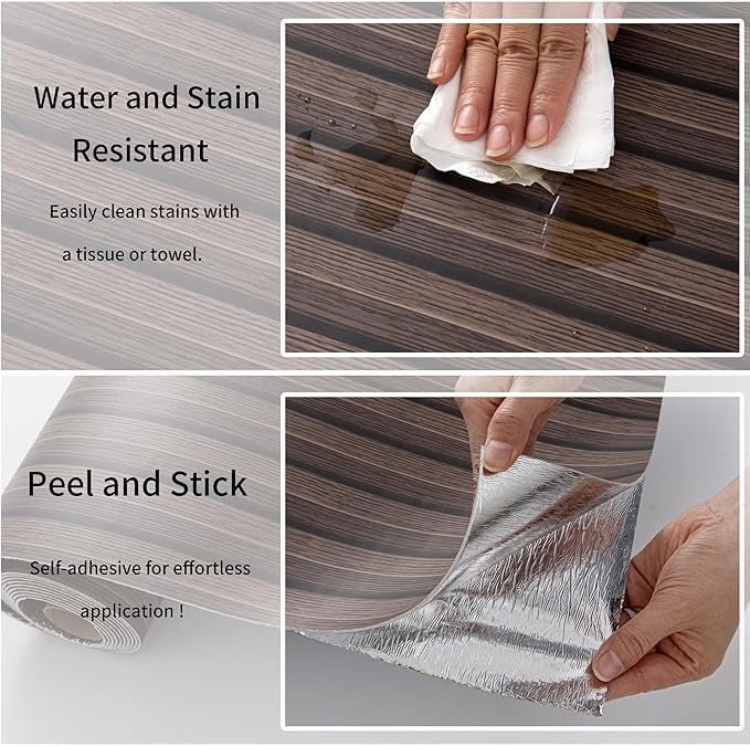 Haimin Wood Grain Slat Wall Panels Peel and Stick Faux Wood Thick Wallpaper 118"x15.75" Waterproof PET & IXPE Foam Paneling (Dark Brown)