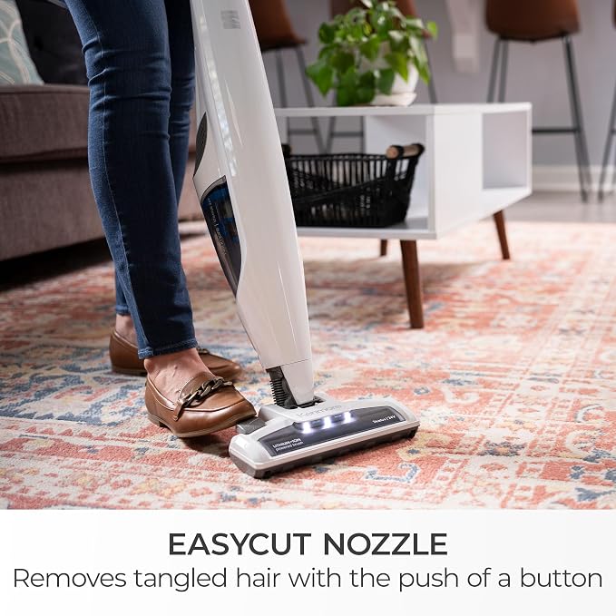 Kenmore DS1030 Cordless Stick Vacuum Lightweight Cleaner 2-Speed Suction | LED Headlight 2-in-1 Handheld for Hardwood Floor, Carpet & Pet Hair, White