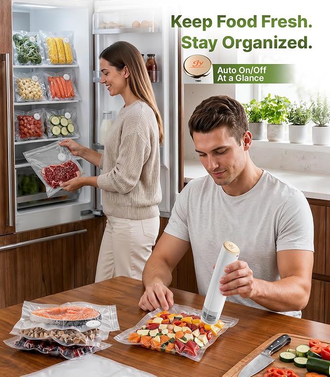Compact Handheld Vacuum Sealer for Food, Portable Wireless Vacuum Sealer with 60kPa Suction, Dual Modes, Visible Water Reservoir, Includes Complete Set for Food Preservation