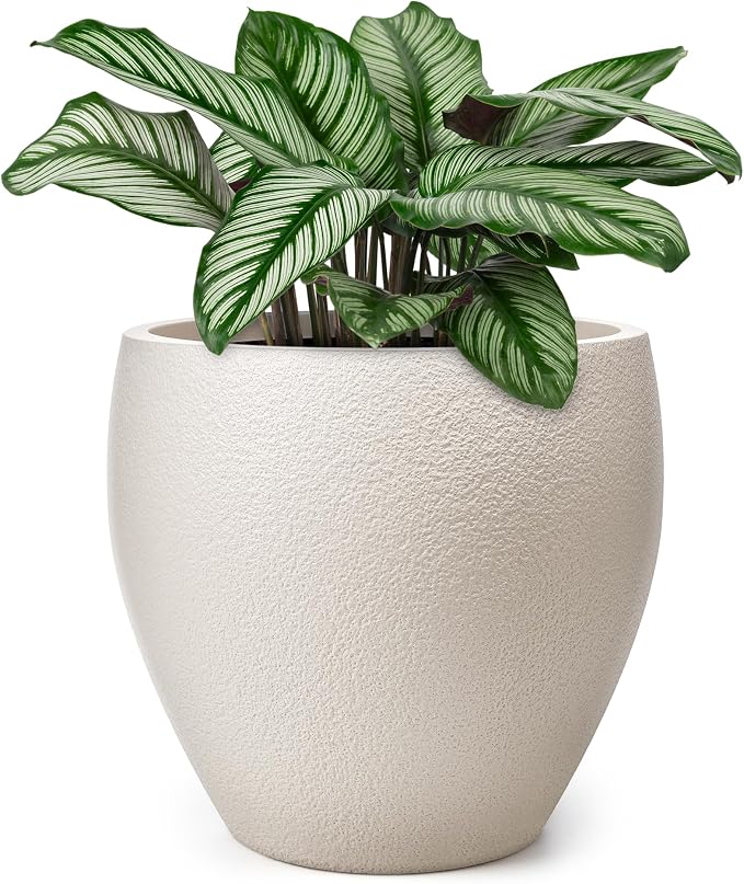 homenote Flower Pots 14.5 Inch,Large Plant Pots Indoor with Drainage,Plastic Pots for Plants,Garden Pots for Outdoor,Large Planters for Indoor Plants,Big Plastic Planter,White