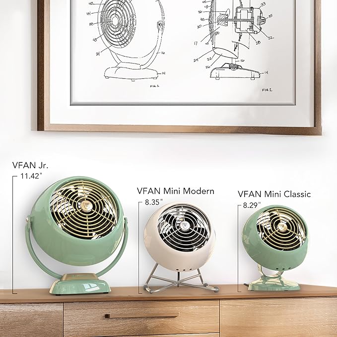 Vornado VFAN™ Mini Modern Personal Desk Fan with 2-Speed Control, Adjustable Tilt, Quiet Metal Air Circulator for Office, Bedroom, Dorm, Compact Desktop Cooling Device, Ice White