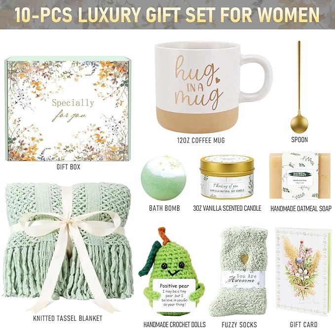 Mothers Day Gifts for Mom Wife Grandma Friends Sister, Birthday Gifts for Women Self Care Spa Gift Baskets for Women, Get Well Soon Gift Baskets Thinking of You Relaxation Stress Relief Care Package