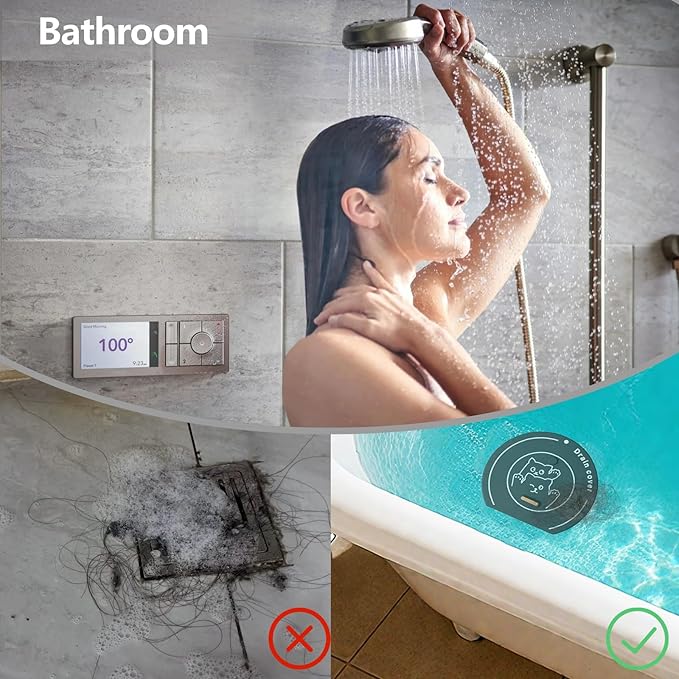 2-in-1 Shower Drain Hair Catcher & Bathtub Drain Cover, Odor-Proof Silicone Hair Stopper for Bathroom, Tub, Sink, Kitchen, Laundry - Prevents Clogs and Unpleasant Smells (1, Grey)