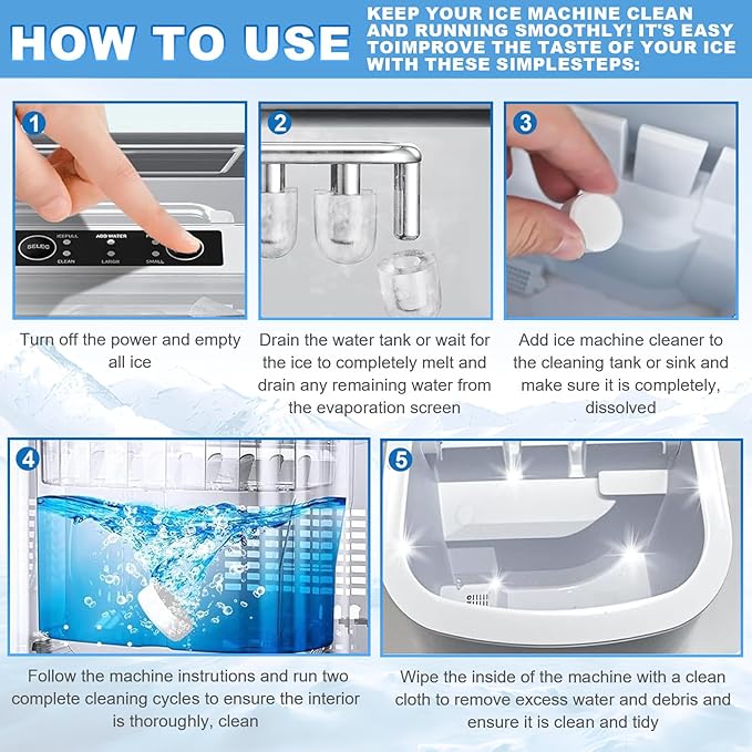 Ice Machine Cleaner and Descaler Tablets, 24/36 Clean Tablets Compatible with Frigidaire, Opal, GE Profile, Kitchenaid, Nickel Safe Scale Remover for Countertop/Ice Makers, Descaler & Odor Eliminator
