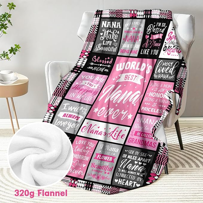 Mothers Day Birthday Gifts for Nana from Granddaughter - World's Best Nana Ever Gifts on Christmas Birthday from Grandkids - Gift for Grandma from Grandchildren - Nanas Life Blanket 50"x60"