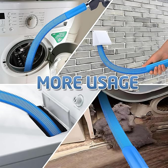 3 Pieces Dryer Vent Cleaner Kit: Vacuum Hose With Brush & Gloves Fits for Vacuums Cleaner, Refrigerator Condenser Coils, and Tight Spaces Behind Appliances, Deep Cleaning Tools for Clogged Ducts