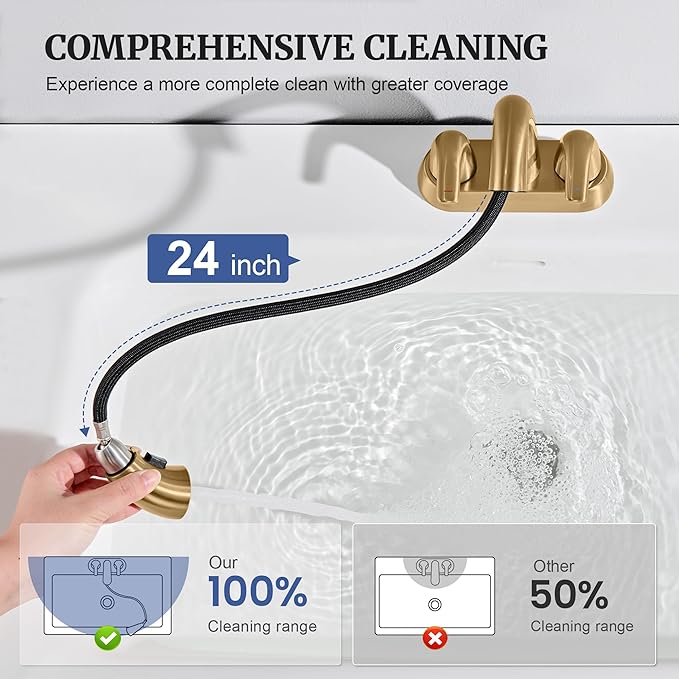 Ultimate Unicorn Bathroom Sink Faucet Champagne Bronze - 4 Inch Centerset Pull Down Vanity Faucets 3 Hole with Pop Up Drain - Two Handle Modern Washbasin Tap Set with Pull Out Sprayer for Rv Lavatory