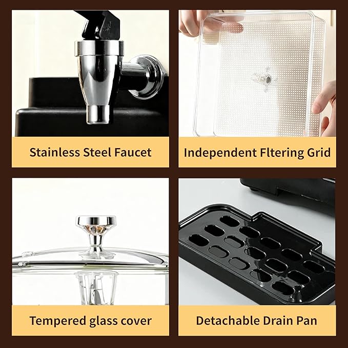 Commercial Coffee Urn Hot Beverage Dispenser Coffee Maker, Food-grade Plastic 14 L 90 Cups, Hot Chocolate Machine, Electric Percolator for Catering Hot Water for Hot Cocoa, Drink, Tea, Juice