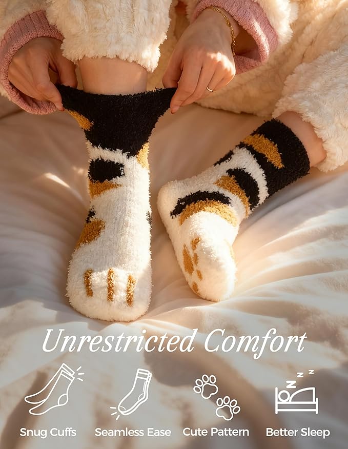 TEHOOK Warm & Cozy Gifts for Women, Fluffy Fuzzy Plush Sleeping Slipper Socks - Soft Warm Fabric