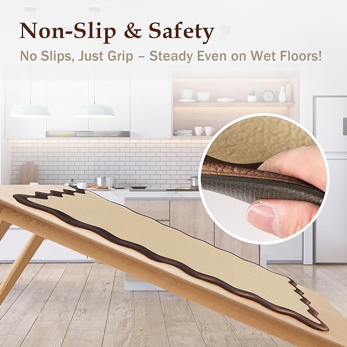 Arenarug Scalloped Kitchen Mats Rugs Sets of 2 Cushioned Anti Fatigue Floor Mat Waterproof Kitchen Rugs Non Slip Foam Comfort Standing Mat for Sink Laundry, Terracota