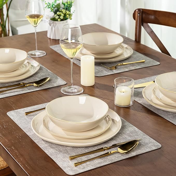 AmorArc Ceramic Dinnerware Sets,Handmade Reactive Glaze Stoneware Plates and Bowls Sets,Highly Scratch Resistant | Dishwasher & Microwave Safe Dishes Set,Service for 6 (18pc)