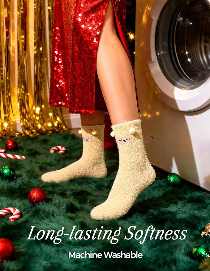 TEHOOK Warm & Cozy Gifts for Women, Fluffy Fuzzy Plush Sleeping Slipper Socks - Soft Warm Fabric