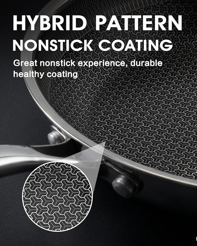 Stainless Steel Non Stick Frying Pan with Lid - PFOA Free | Induction Compatible | Oven & Dishwasher Safe | Stay Cool Handle | Versatile for All Stovetops | Gift