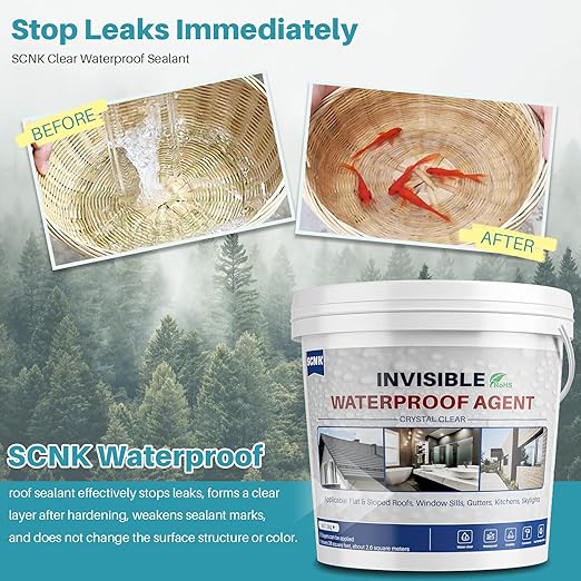 2000g Transparent Waterproof Coating Agent, Clear Waterproof Sealant Repair Leak for Roof, Bathroom, Indoor and Outdoor Water Proof Coating Sealant