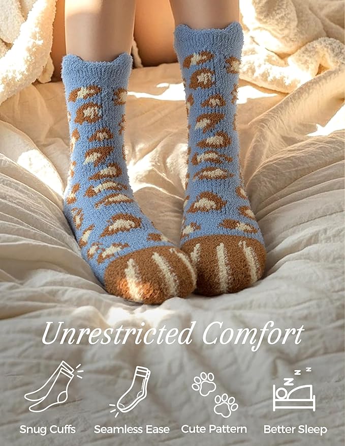 TEHOOK Warm & Cozy Gifts for Women, Fluffy Fuzzy Plush Sleeping Slipper Socks - Soft Warm Fabric