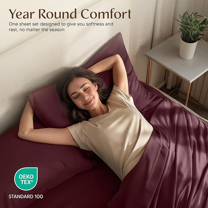 Utopia Bedding Twin XL Sheet Set – 3 Piece Bed Sheets for Twin XL Size Bed, Soft and Breathable Microfiber, Includes 1 Fitted Sheet, 1 Flat Sheet and 1 Pillowcase – Oeko Tex (Burgundy)