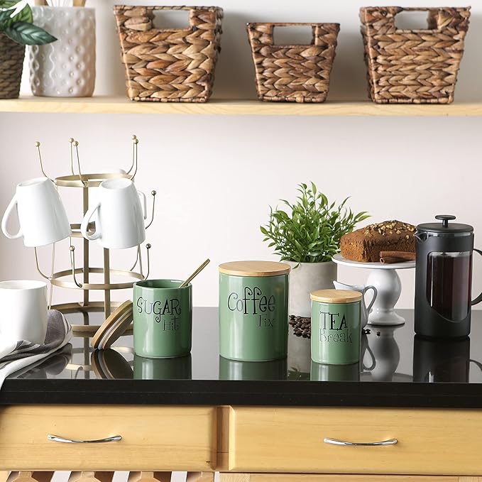 DII Kitchen Accessories Retro Collection, Ceramics, Canister Set, Artichoke, 3 Piece