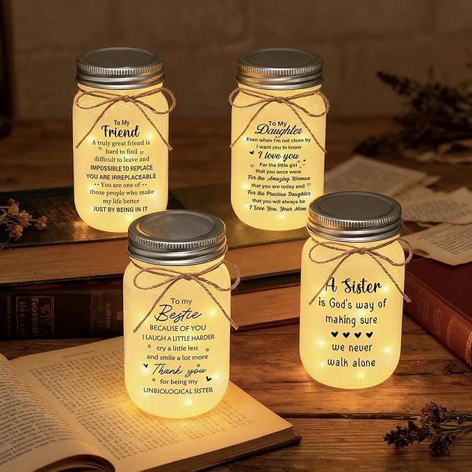 Daughter Gifts from Mom, to My Daughter Mason Jar Night Lights, Christmas Mother's Day Birthday Gift for Daughter, 18th Birthday Gifts