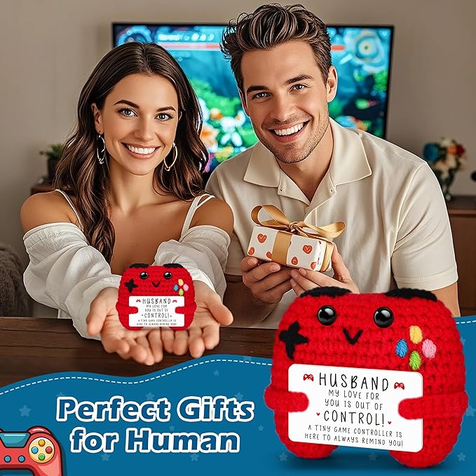 Busy Gaming Life Crochet Game Controller Gifts for Husband Fathers Day Birthday, Best Husband Ever Gifts for Wedding Anniversary from Wife, Anniversary Card Gift for Husband