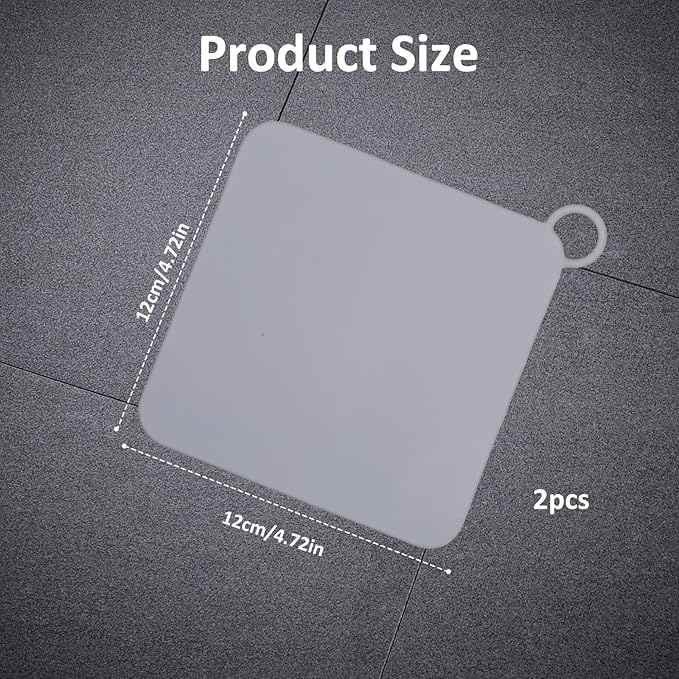 2 Pcs Silicone Tub Stopper Drain Cover Sewer, Anti-Odor Deodorizing Mat and Plugs, Shower Drain Cover, 4.72 x 4.72 Inch Universal Tub Stopper for Shower, Kitchen, Bathroom, Laundry (Gray)