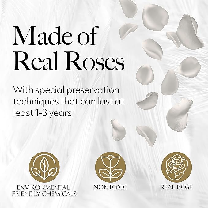GLAMOUR BOUTIQUE 27 Flower Forever Heart Shape Box, for Mom, Eternal Preserved Roses Gift for Her, Long Lasting Flowers Bouquet, for Birthday, Anniversary and Girlfriend - White