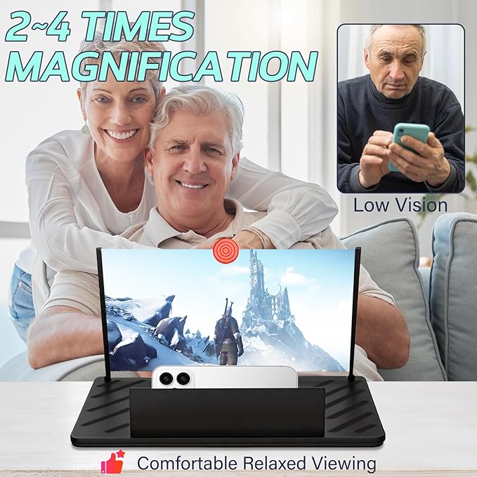 20" Screen Magnifier for Smartphone,3D HD Screen Expanders for Movies, Videos, and Gaming, Screen Magnifier with Adjustable Angle Design Amplifier Desktop Magnifying, Gift for Mom Dad Men Friends
