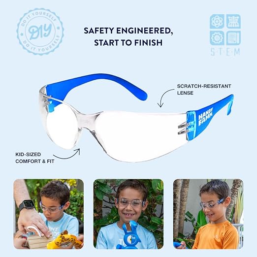 Handy Famm Kids Tape Measure 3 Piece Starter Tool Set – Real Giraffe Hammer, Bird Measuring Tape & Safety Glasses - STEM DIY Tools, Educational Gift for Boys & Girls Ages 5+