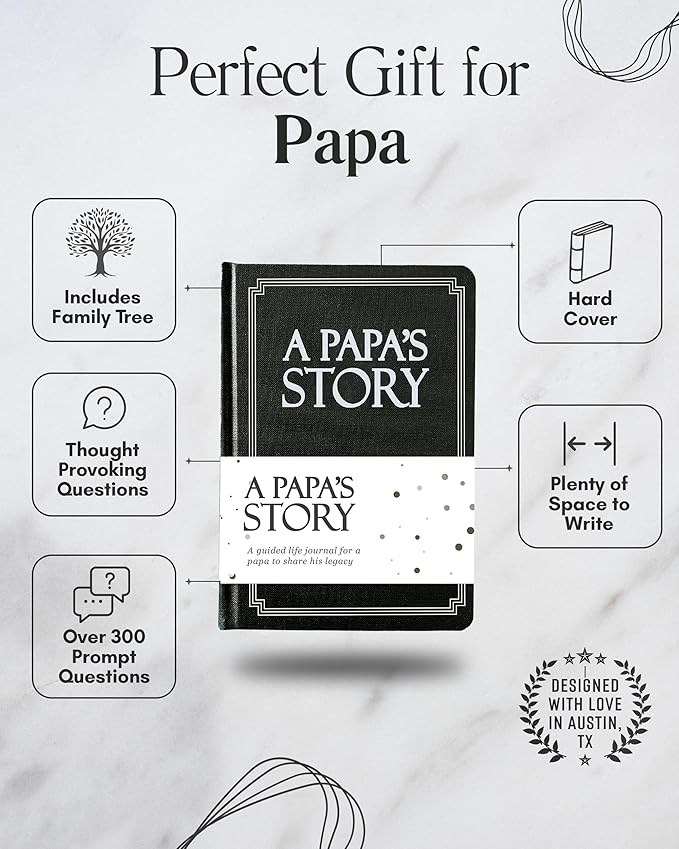 Papa's Life Story Journal (Hardcover): A Meaningful Keepsake for Papa to Share His Journey and Memories, Book Includes 250+ Prompt Questions, Sentimental Gifts for Father's Day, Birthday & Christmas